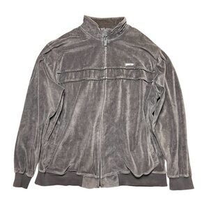 South Pole Mens Full Zip Track Jacket Brown Velour Y2K 90s Vintage Soft XXL